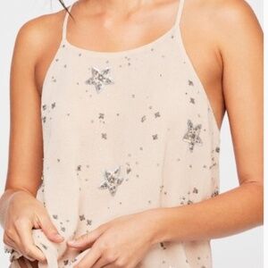 Free People Intimately Tank, Star embellished/beads - Size XS  NWT